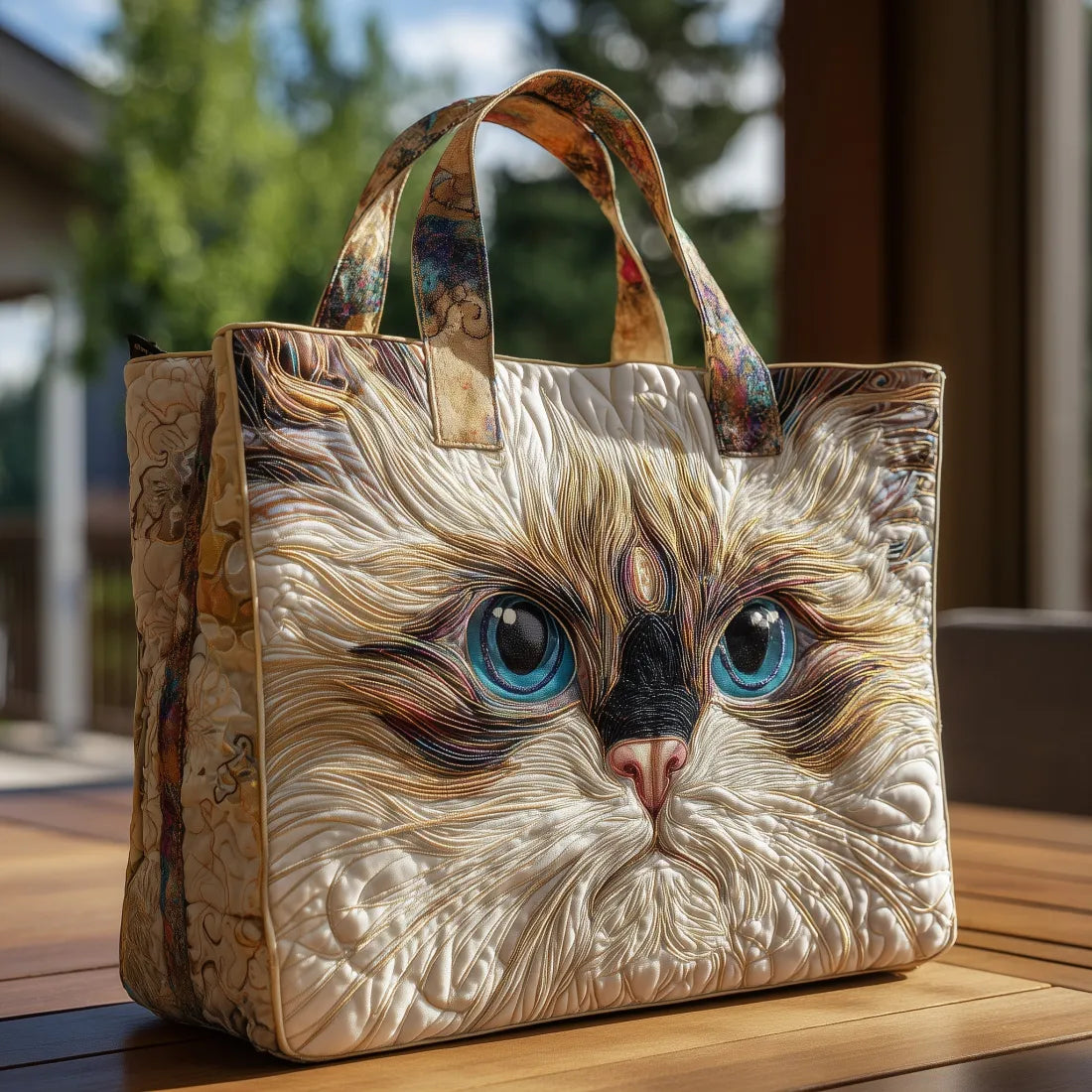 Sac Artisanal Chat Blanc aux Yeux Bleus