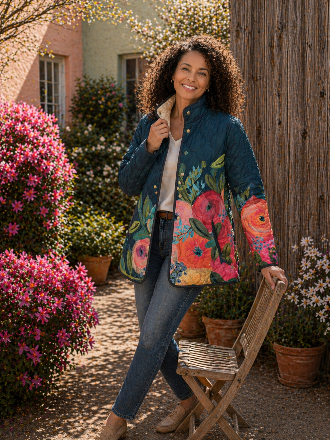 Amaya | Veste Matelassée Imprimé Floral Vintage