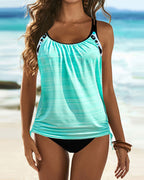 Augustus – Tankini uni avec imprimé léopard