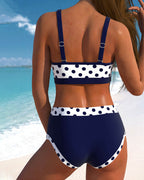 Liesbeth – Bikini taille haute à pois avec design patchwork