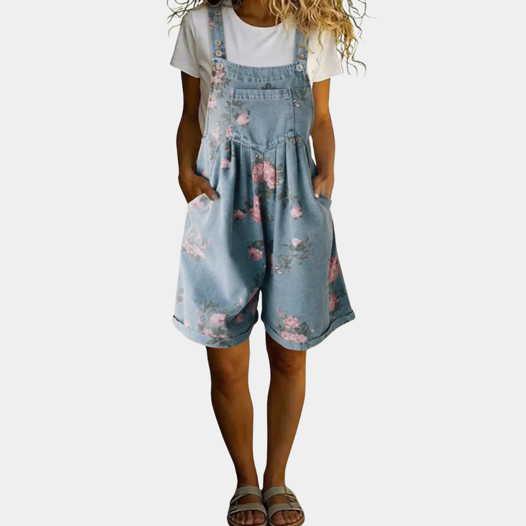 Judy™ | Combinaison en denim floral lavé vintage