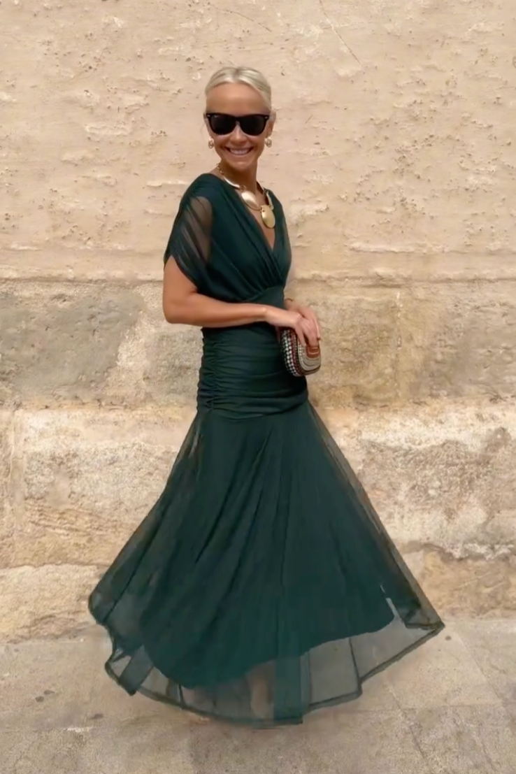 Louise™  | Robe Maxi de Fête Élégante à Col V