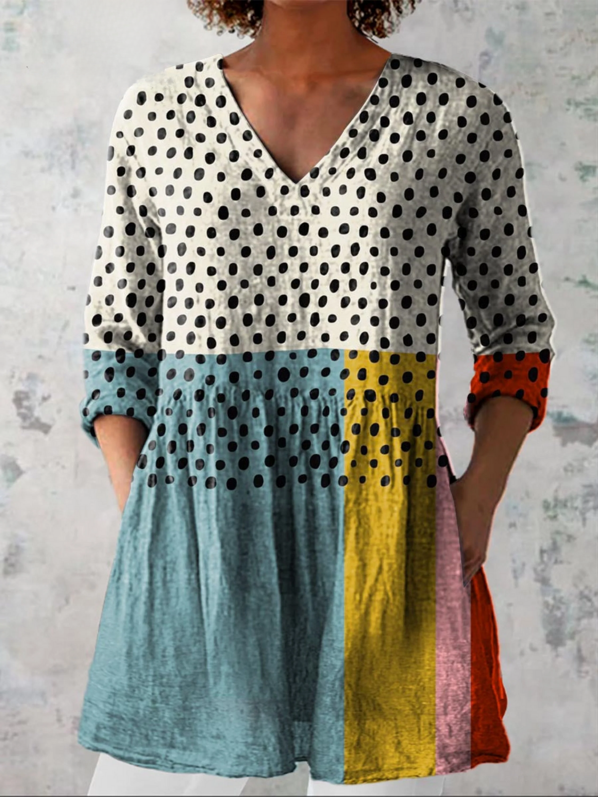 Elowen | Chemise Col V Longue Vintage