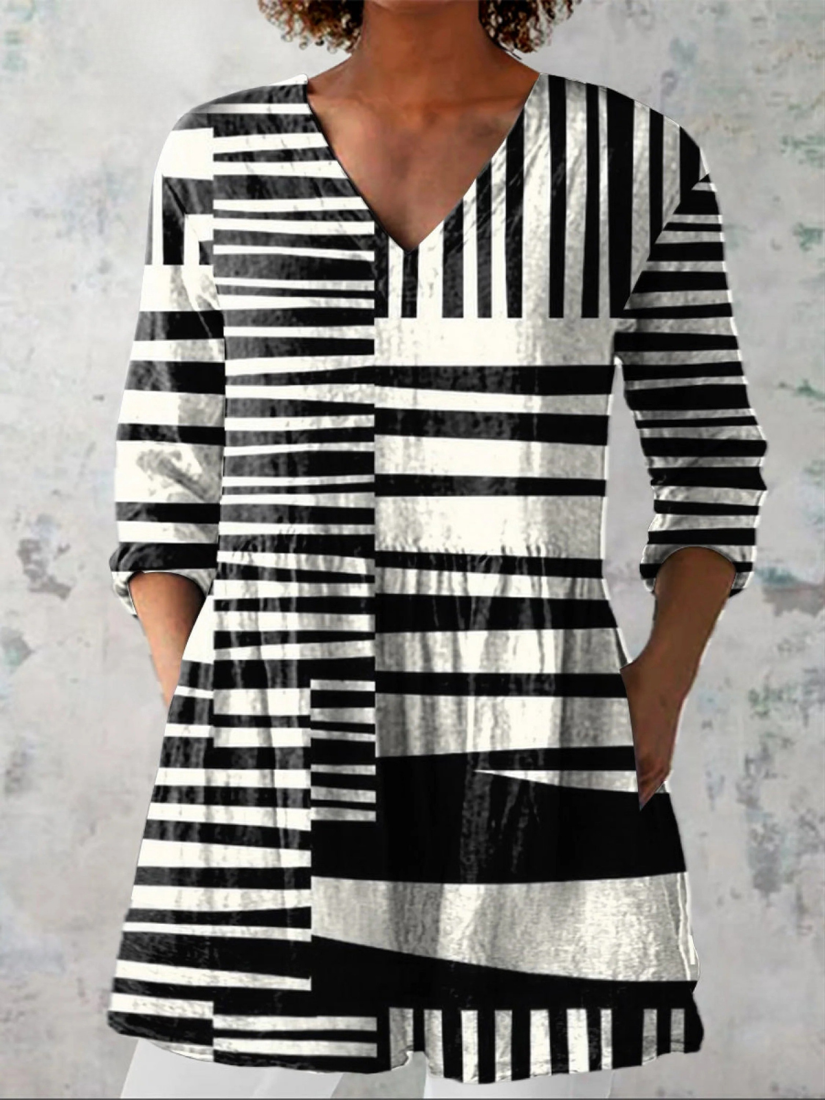 Capri | Chemise Col V Longue Vintage