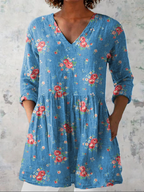 Mabel | Chemise Col V Longue Vintage