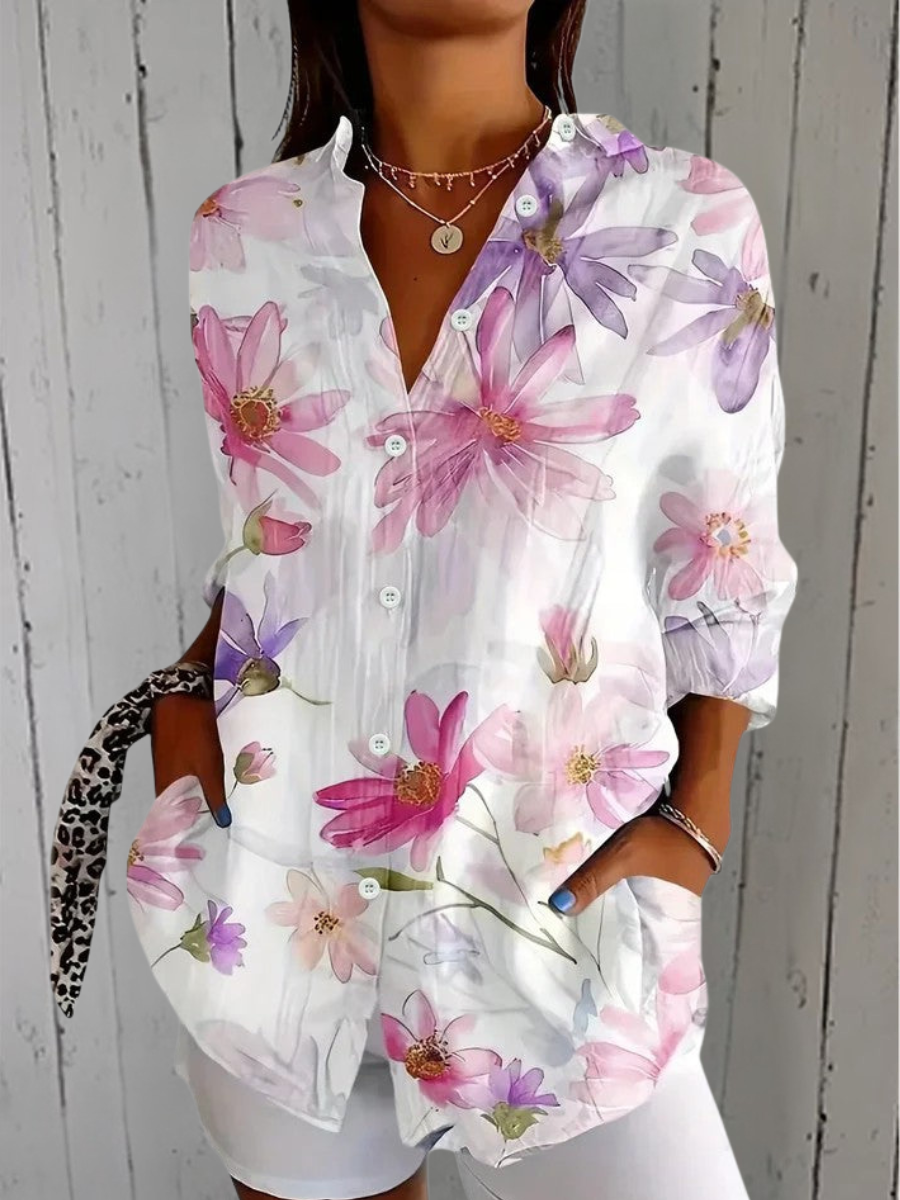 Anica | Blouse Artistique Vibrante à Boutons