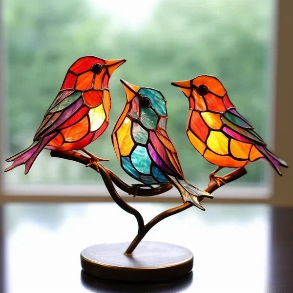 LuxeHome AvianElegance Oiseaux en Kristal Coloré | Décoration Artistique pour un Intérieur Raffiné