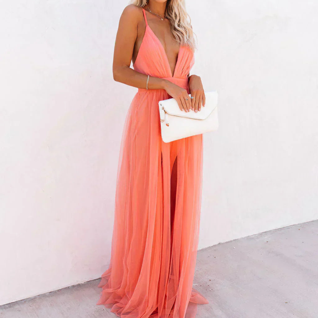 Emma | Robe Maxi Lumière Corail