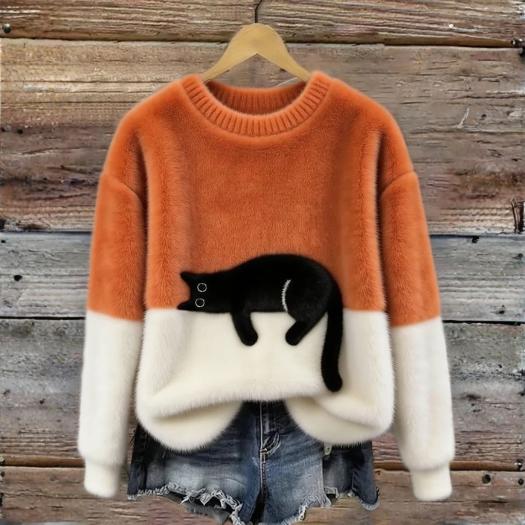 Sweat d’hiver doux à motif chat délicat