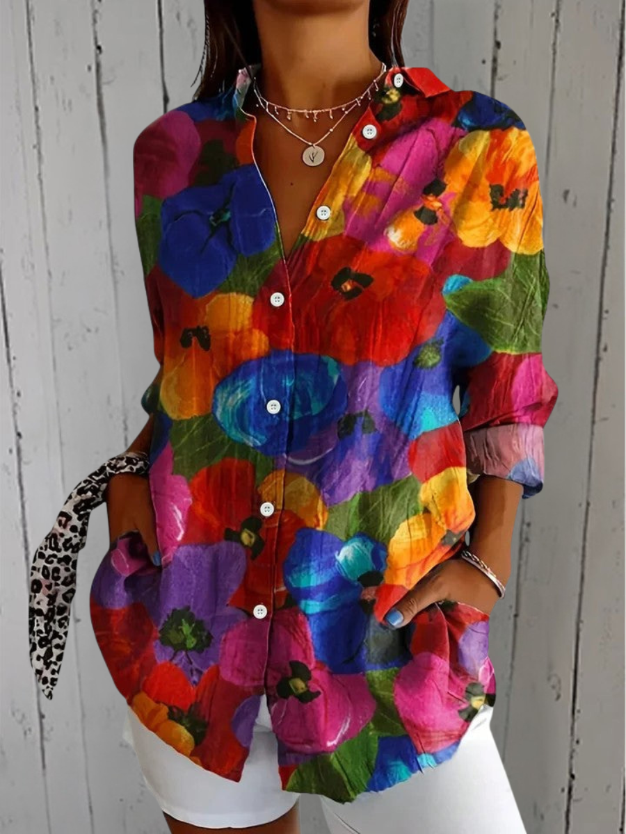 Anita | Blouse Boutonnée Artistique Vibrante