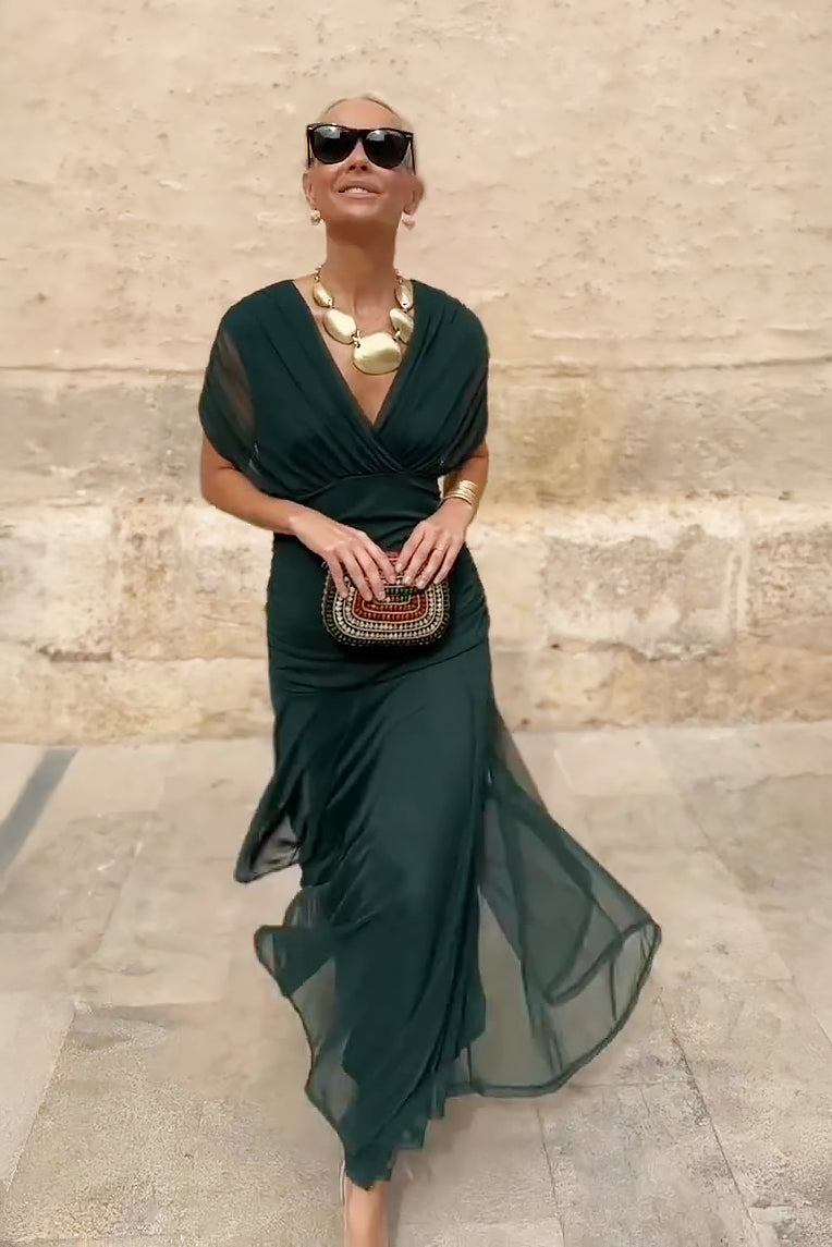 Louise™  | Robe Maxi de Fête Élégante à Col V