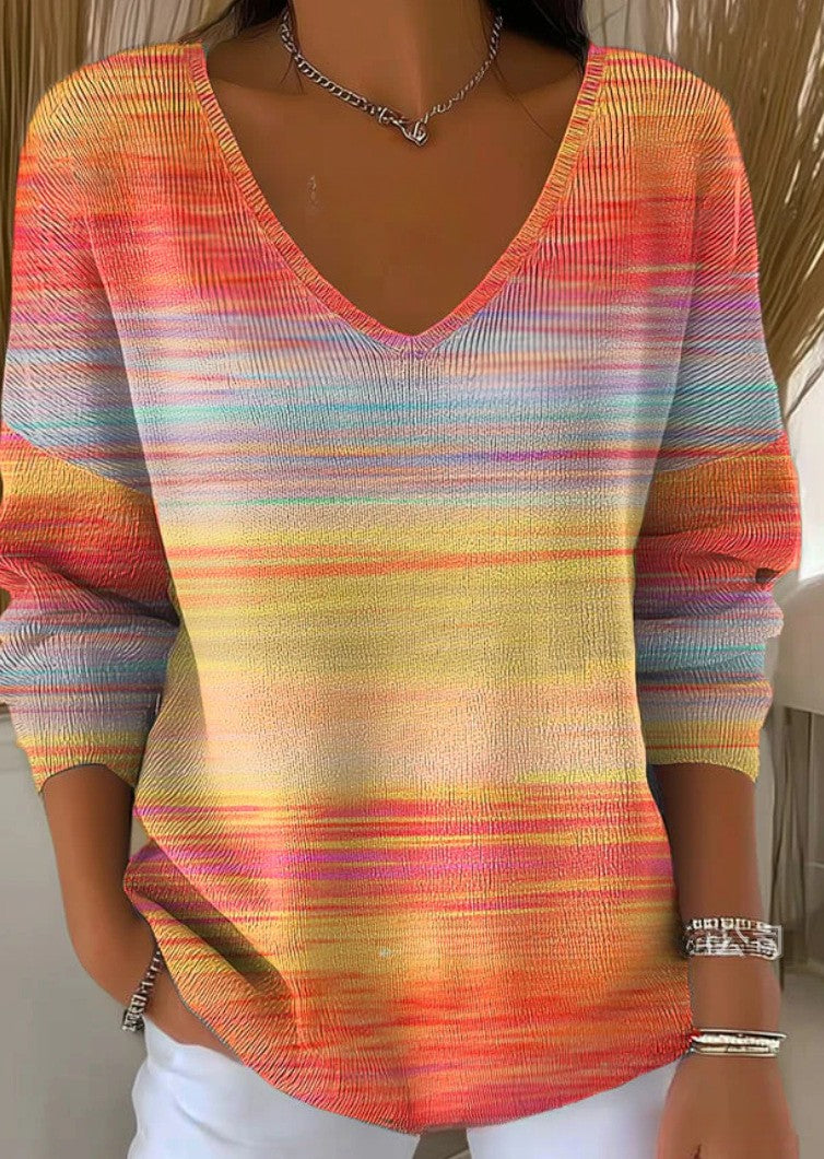 Béatrice – Pull coloré avec col en V
