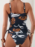 Isla | Ensemble de tankini avec imprimé de feuilles tropicales