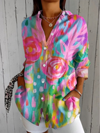 Anica | Blouse Artistique Vibrante à Boutons