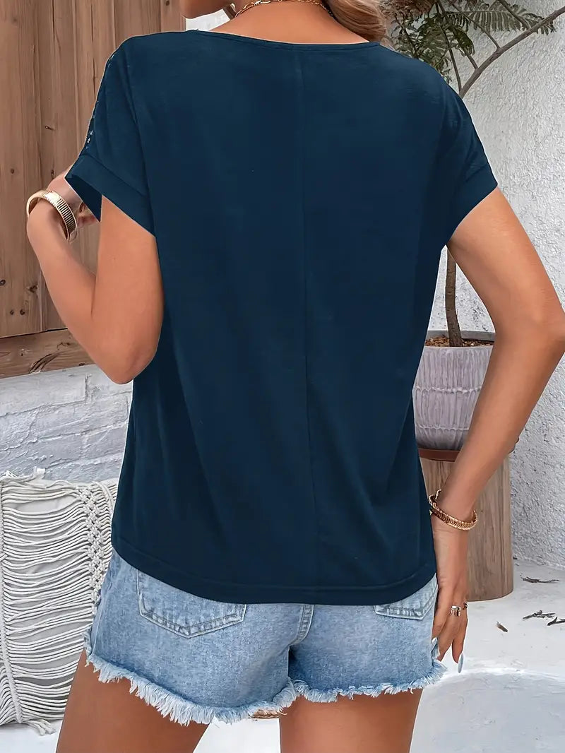 Lulu™ | T-shirt Chic à Manches Chauve-Souris bleu
