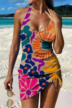 Fiesta | Ensemble de tankini floral avec graphique qui couvre le ventre