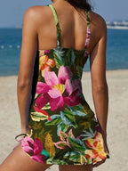 Fiesta | Ensemble de tankini floral avec graphique qui couvre le ventre