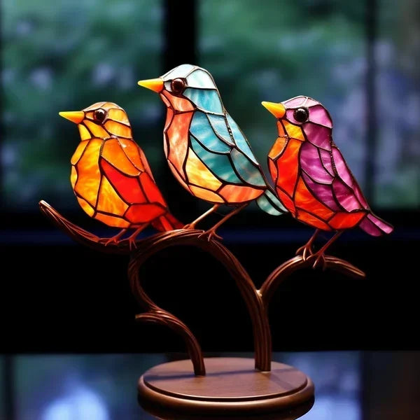 LuxeHome AvianElegance Oiseaux en Kristal Coloré | Décoration Artistique pour un Intérieur Raffiné
