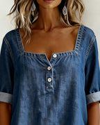 Avélia™ | Chemise denim col carré