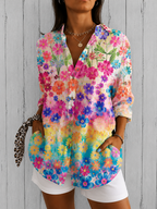 Valeria | Blouse Artistique Vibrante à Boutons