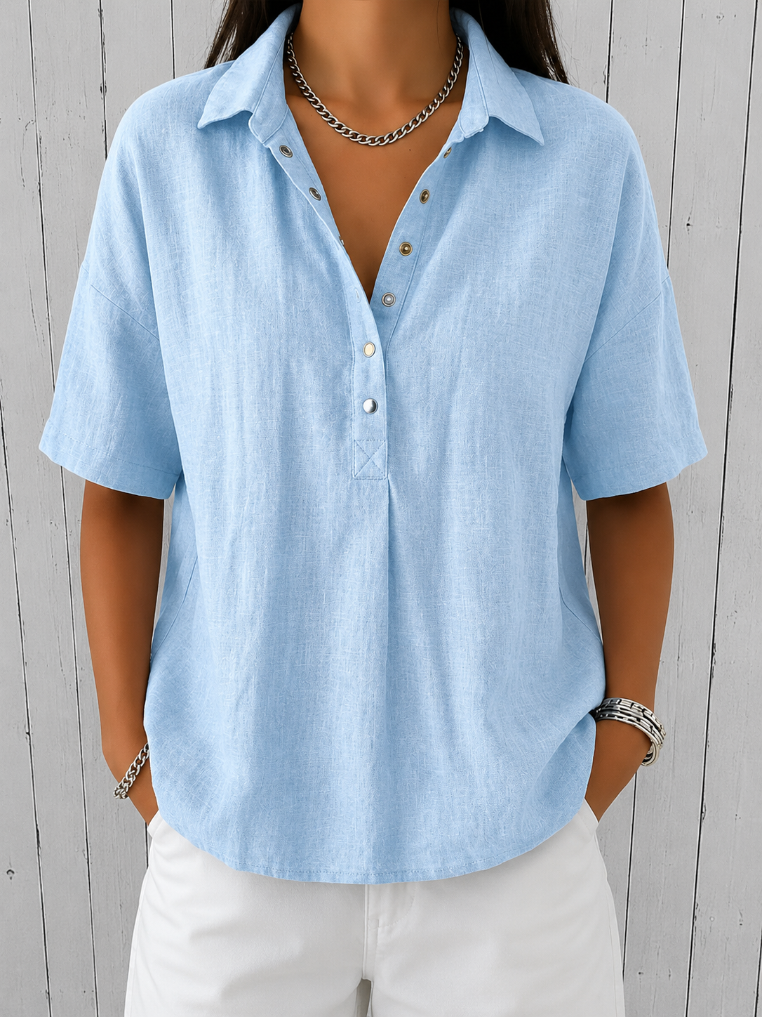 Ava | Blouse avec Col et Détails de Bouton