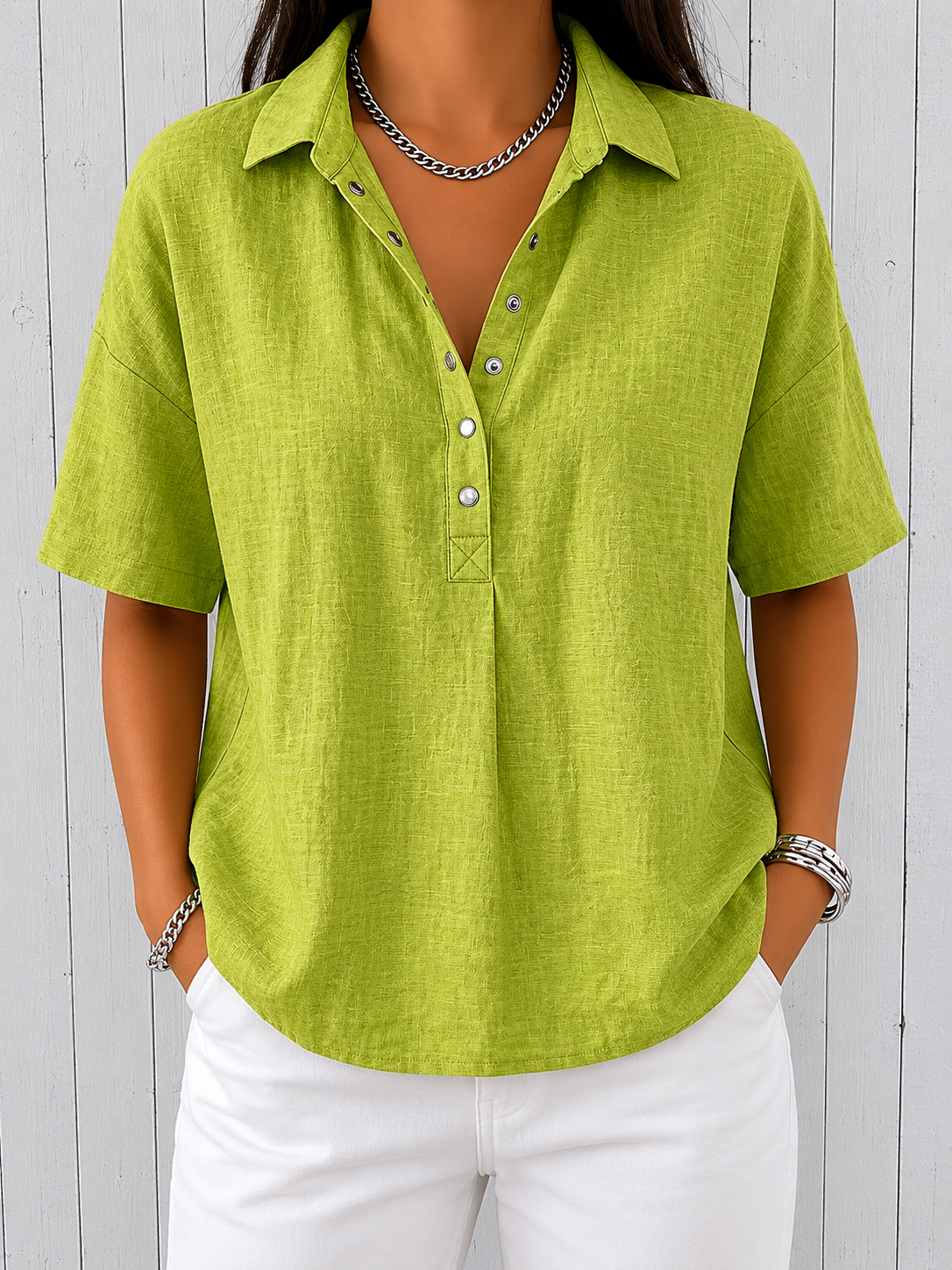 Ava | Blouse avec Col et Détails de Bouton