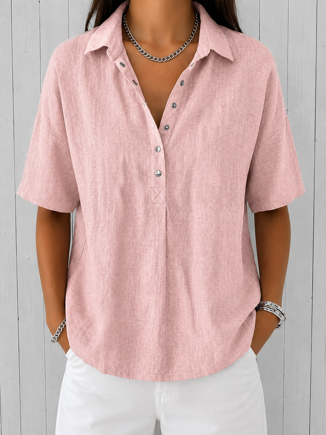 Ava | Blouse avec Col et Détails de Bouton