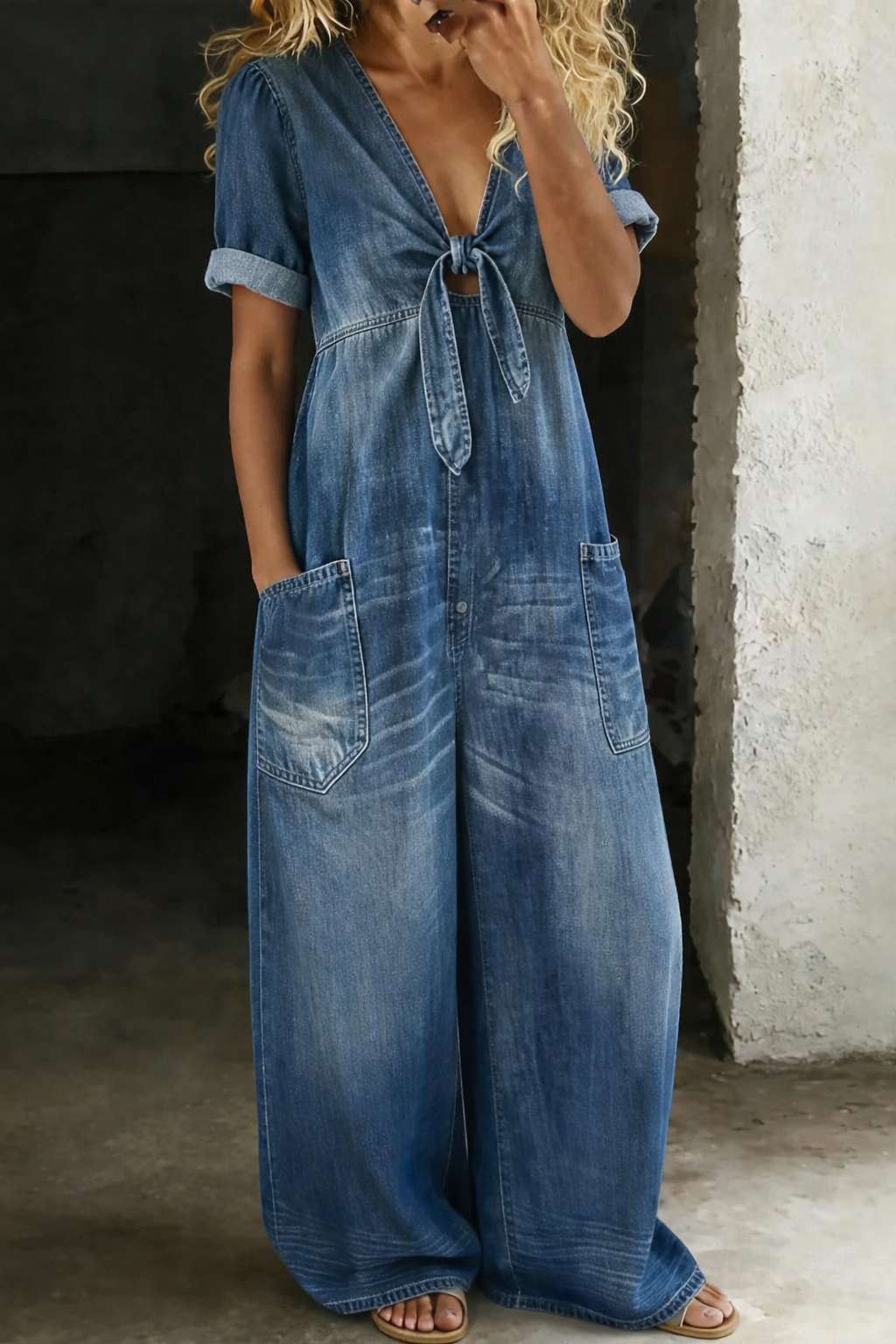 Maya™ | Combinaison denim col V