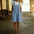 Clara™ | Salopette courte en jean bleu clair