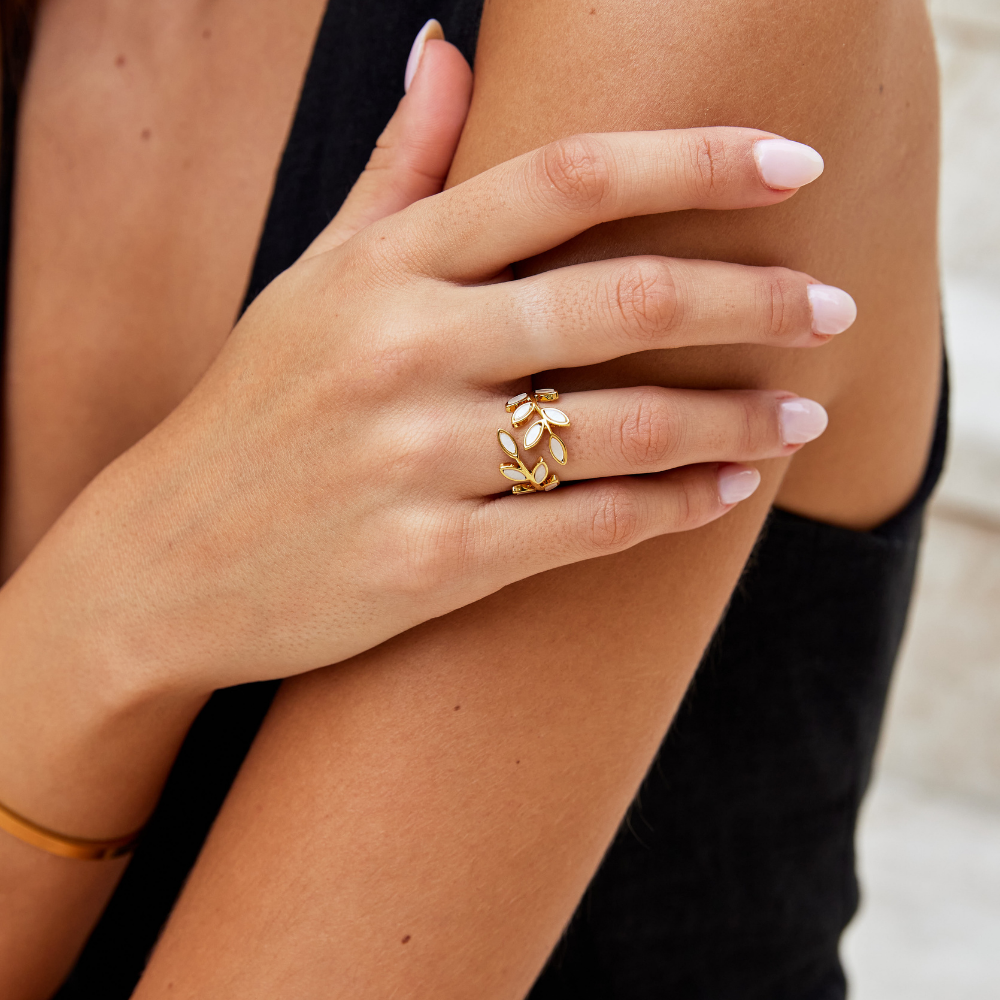 Serene - Bague en feuille d'or