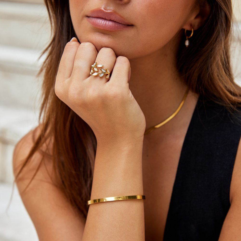 Serene - Bague en feuille d'or