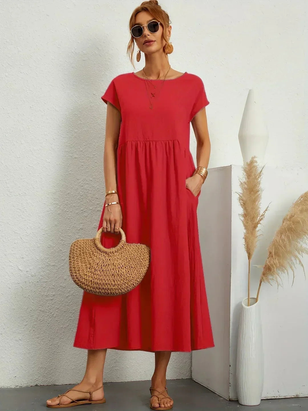Gabrielle™ — Robe Midi Flottante avec Élégance Intemporelle