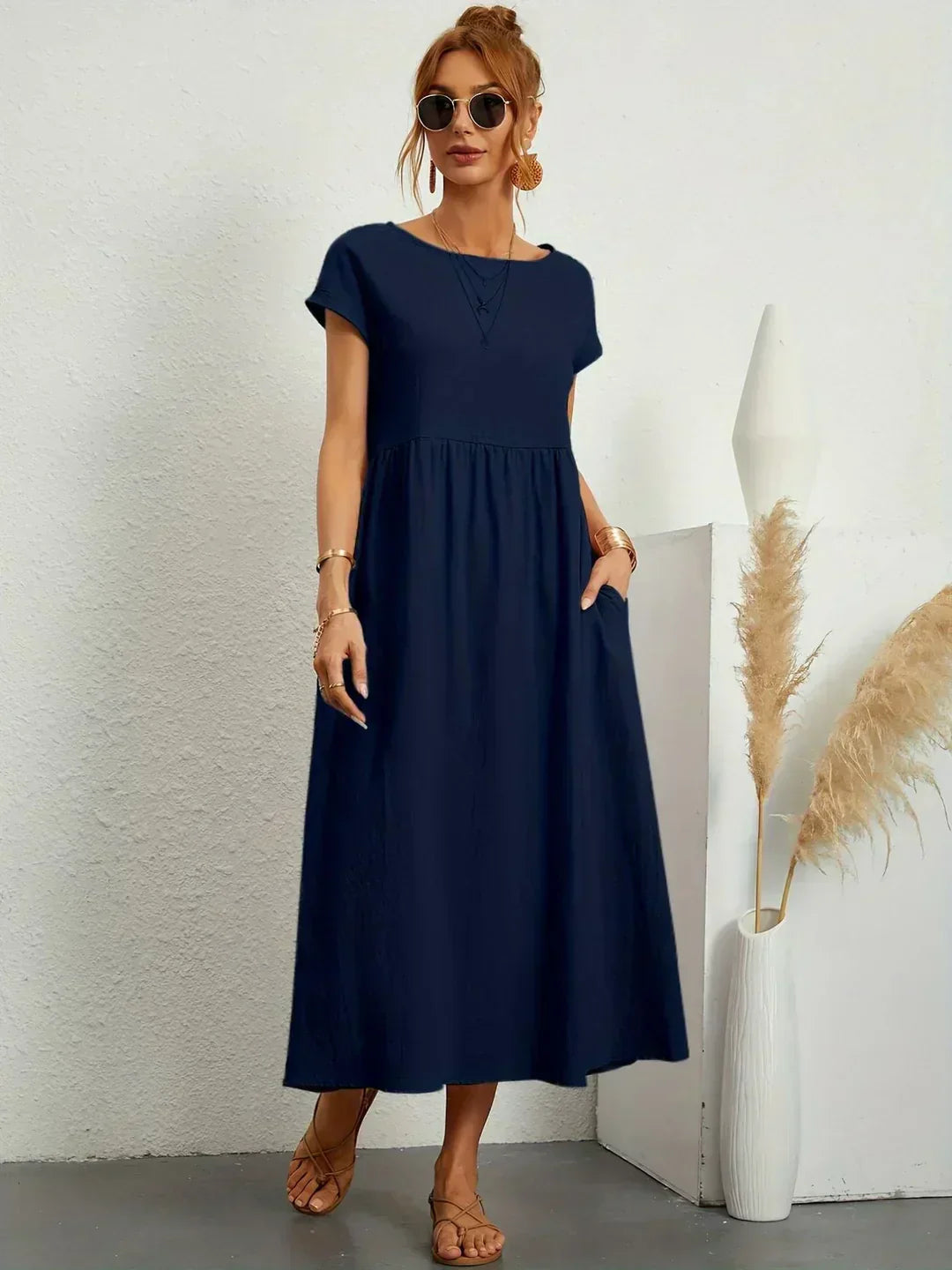 Gabrielle™ — Robe Midi Flottante avec Élégance Intemporelle