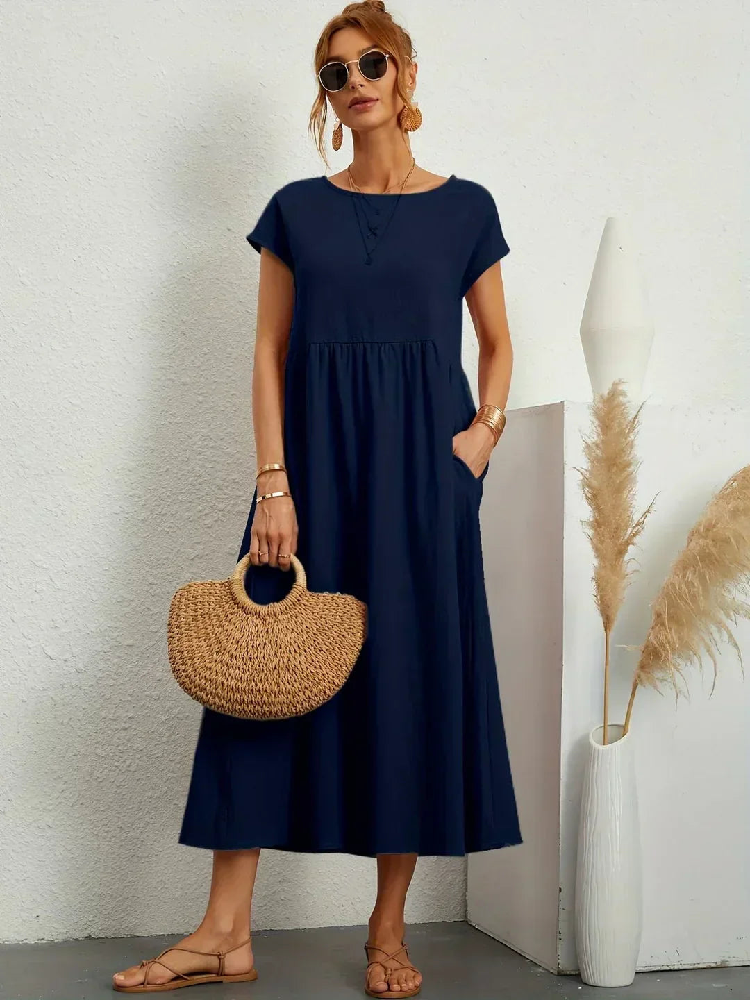 Gabrielle™ — Robe Midi Flottante avec Élégance Intemporelle