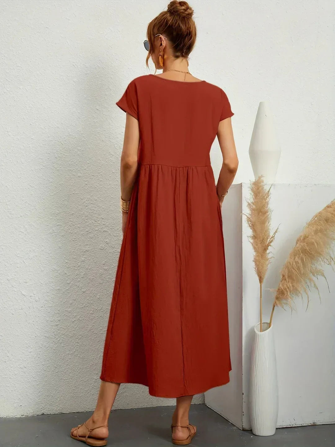 Gabrielle™ — Robe Midi Flottante avec Élégance Intemporelle