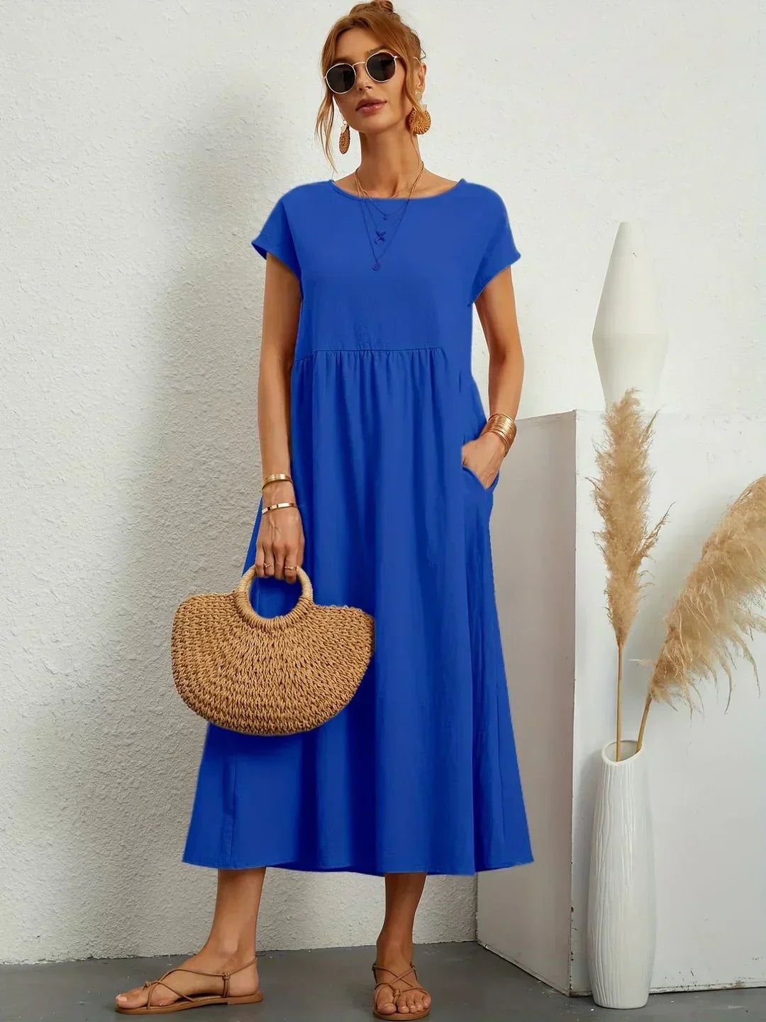 Gabrielle™ — Robe Midi Flottante avec Élégance Intemporelle