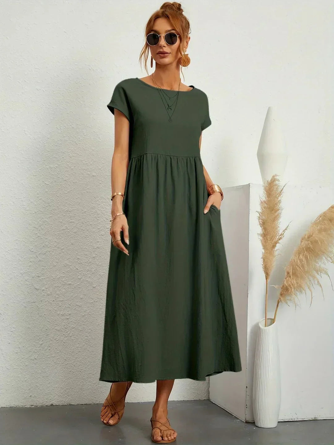 Gabrielle™ — Robe Midi Flottante avec Élégance Intemporelle