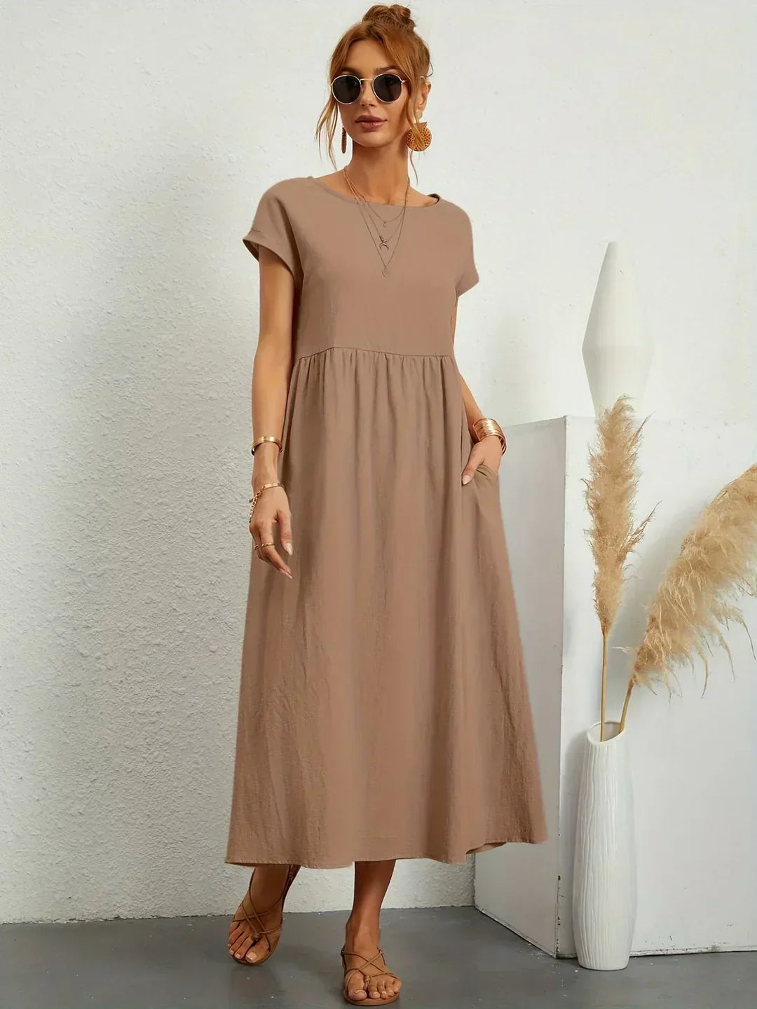 Gabrielle™ — Robe Midi Flottante avec Élégance Intemporelle