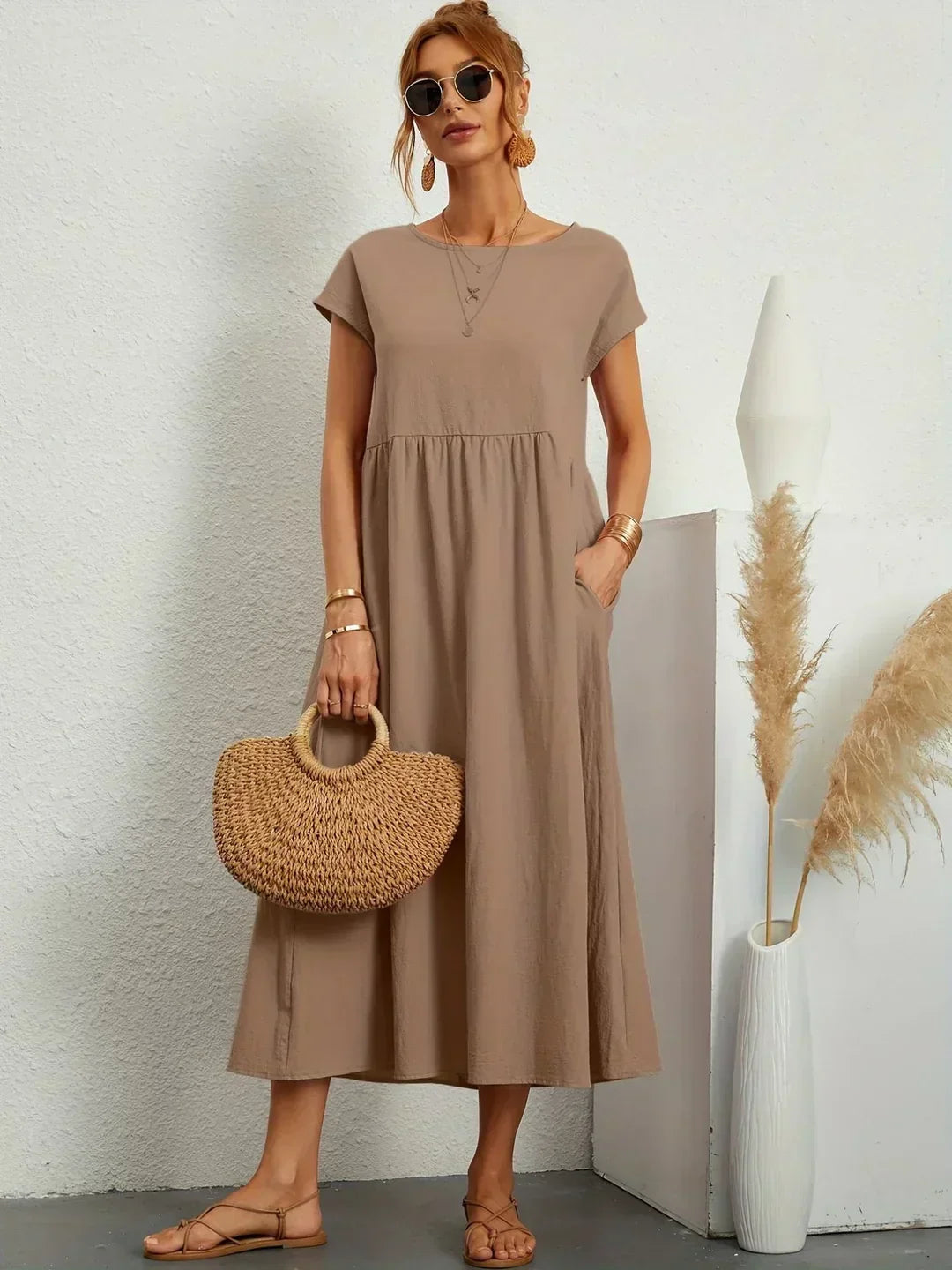 Gabrielle™ — Robe Midi Flottante avec Élégance Intemporelle