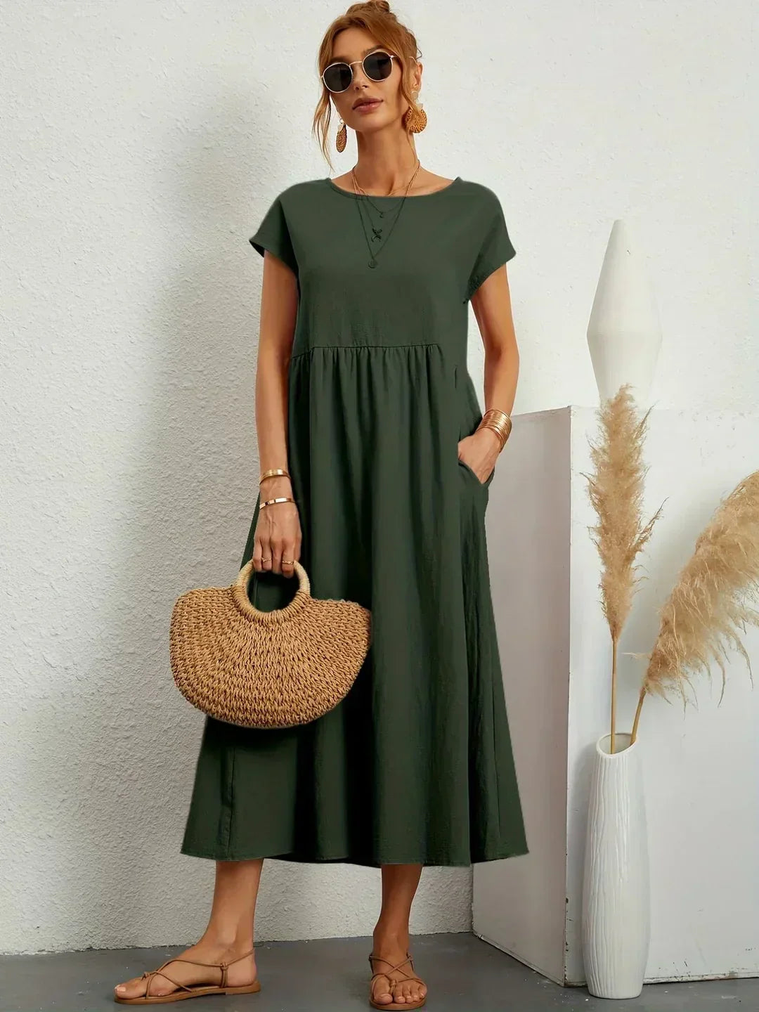 Gabrielle™ — Robe Midi Flottante avec Élégance Intemporelle