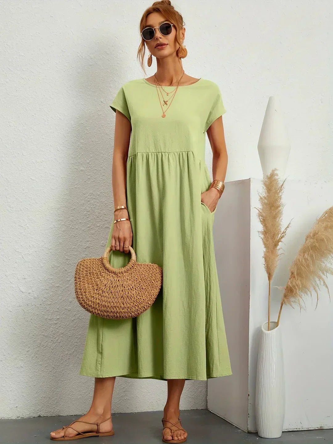 Gabrielle™ — Robe Midi Flottante avec Élégance Intemporelle