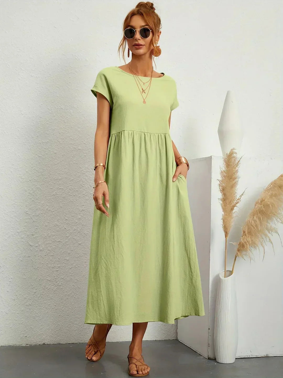 Gabrielle™ — Robe Midi Flottante avec Élégance Intemporelle