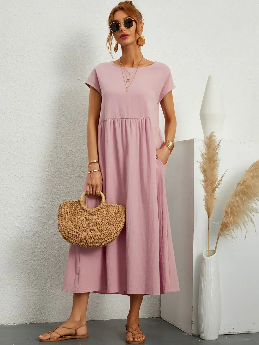 Gabrielle™ — Robe Midi Flottante avec Élégance Intemporelle