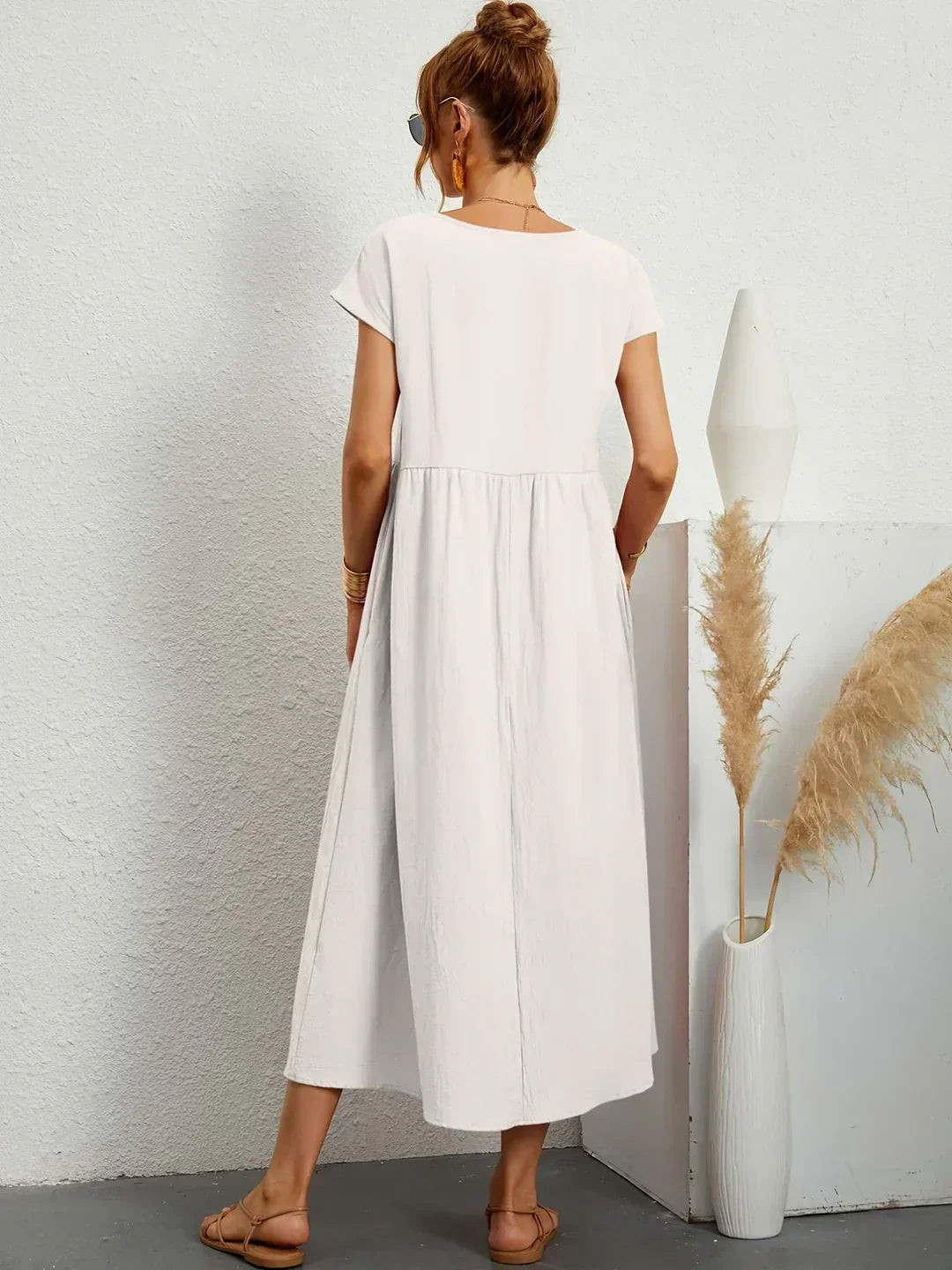 Gabrielle™ — Robe Midi Flottante avec Élégance Intemporelle