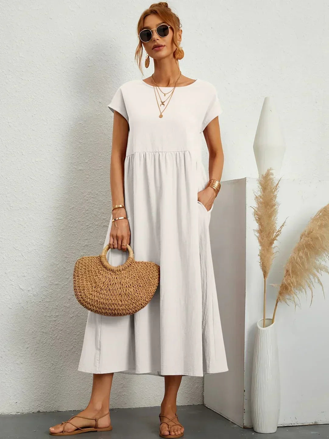 Gabrielle™ — Robe Midi Flottante avec Élégance Intemporelle