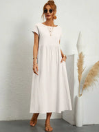 Gabrielle™ — Robe Midi Flottante avec Élégance Intemporelle