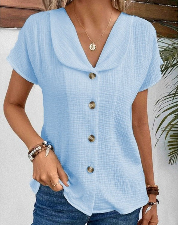 Anthousa™ | Top Avec col et Boutons