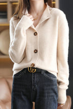 Margaux™ | Cardigan Classique à Boutons camel