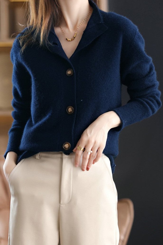 Margaux™ | Cardigan Classique à Boutons camel