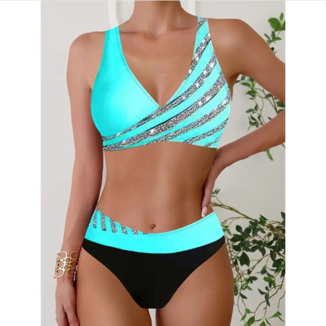 Zoë – Haut de maillot imprimé style halter